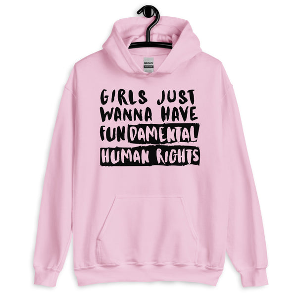 Light Pink Girls Just Wanna Have Fundamental Human Rights Unisex Hoodie by Queer In The World Originals sold by Queer In The World: The Shop - LGBT Merch Fashion