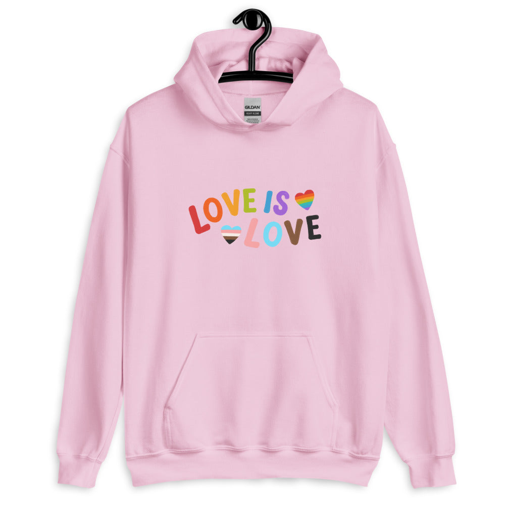 Light Pink Love Is Love LGBTQ Unisex Hoodie by Queer In The World Originals sold by Queer In The World: The Shop - LGBT Merch Fashion