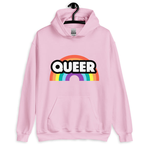 Light Pink Queer Rainbow Unisex Hoodie by Queer In The World Originals sold by Queer In The World: The Shop - LGBT Merch Fashion