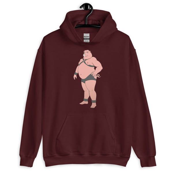 Maroon Gay Pig Unisex Hoodie by Queer In The World Originals sold by Queer In The World: The Shop - LGBT Merch Fashion