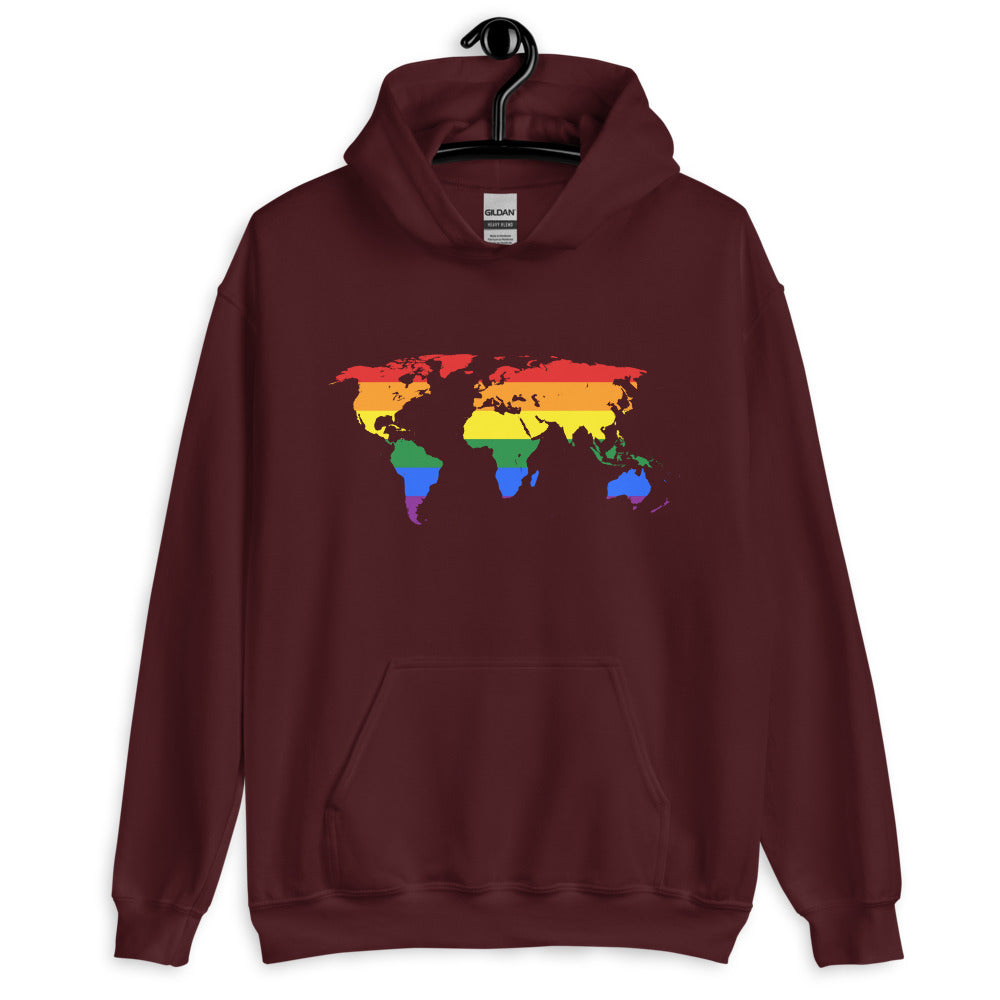 Maroon Gay Map Unisex Hoodie by Queer In The World Originals sold by Queer In The World: The Shop - LGBT Merch Fashion