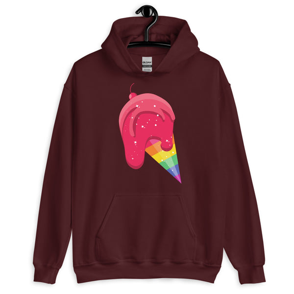Maroon Gay Icecream Unisex Hoodie by Queer In The World Originals sold by Queer In The World: The Shop - LGBT Merch Fashion