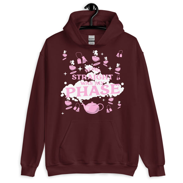 Maroon Being Straight Was My Phase Unisex Hoodie by Queer In The World Originals sold by Queer In The World: The Shop - LGBT Merch Fashion