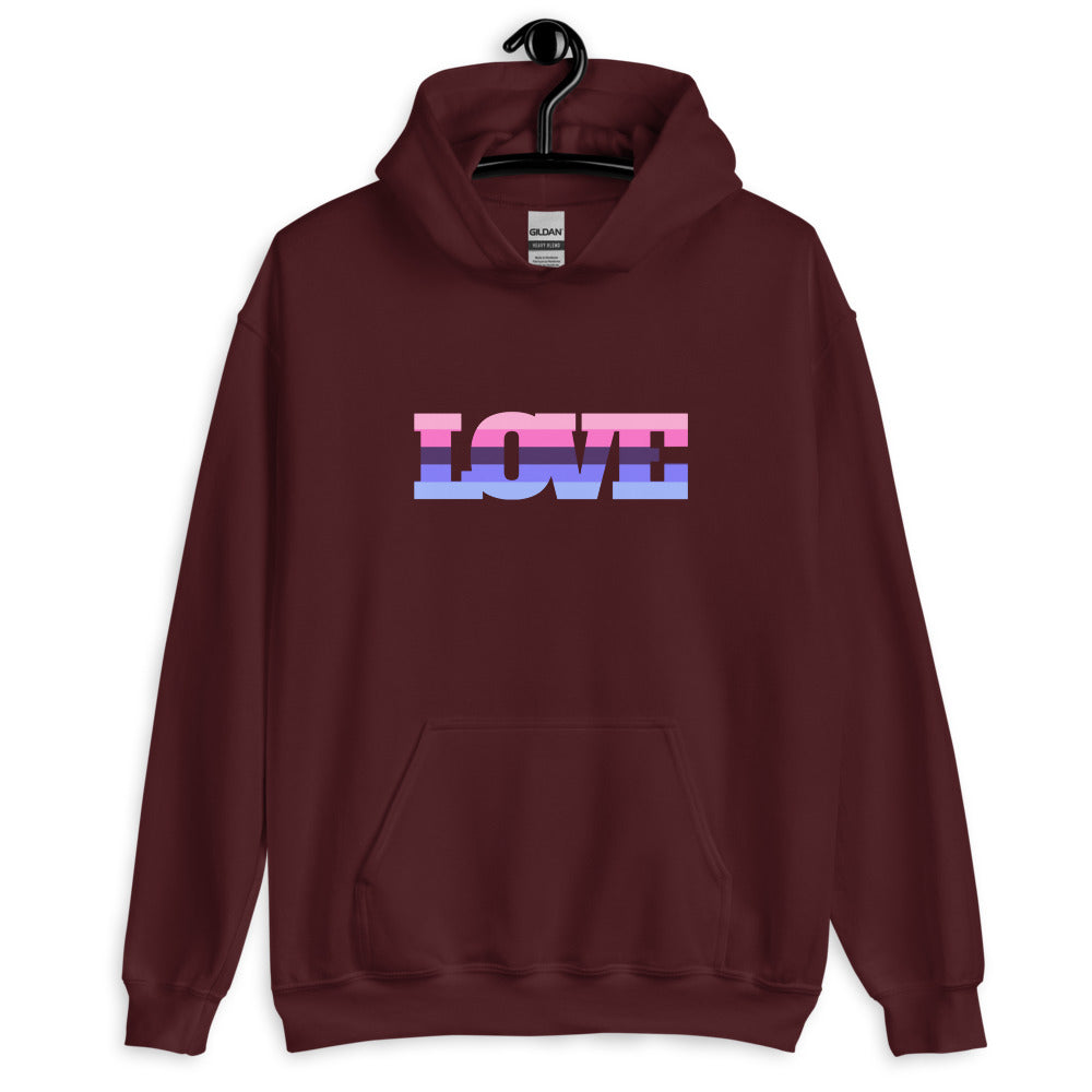 Maroon Omnisexual Love Unisex Hoodie by Queer In The World Originals sold by Queer In The World: The Shop - LGBT Merch Fashion