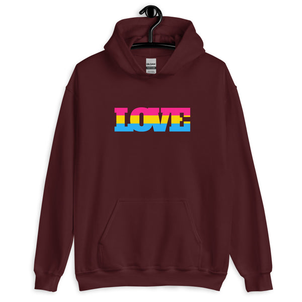 Maroon Pansexual Love Unisex Hoodie by Queer In The World Originals sold by Queer In The World: The Shop - LGBT Merch Fashion