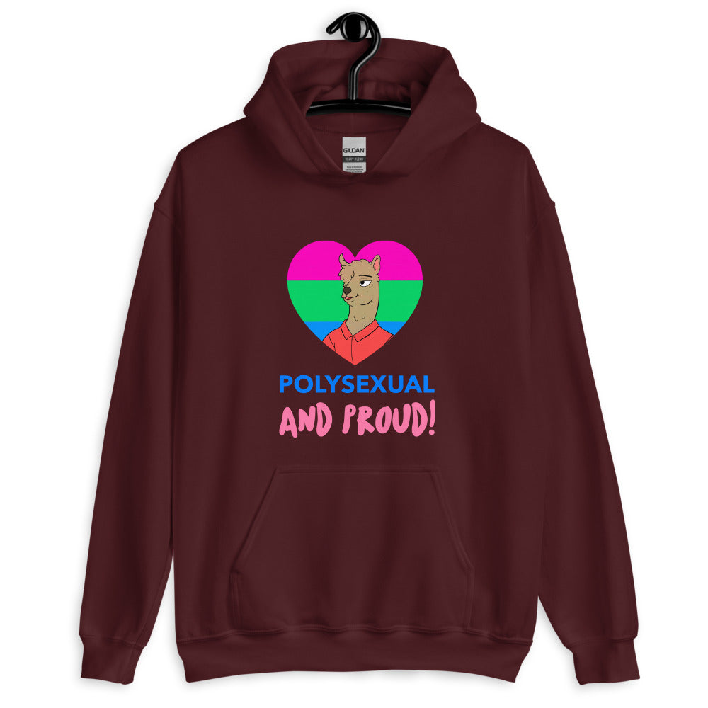 Maroon Polysexual And Proud Unisex Hoodie by Printful sold by Queer In The World: The Shop - LGBT Merch Fashion