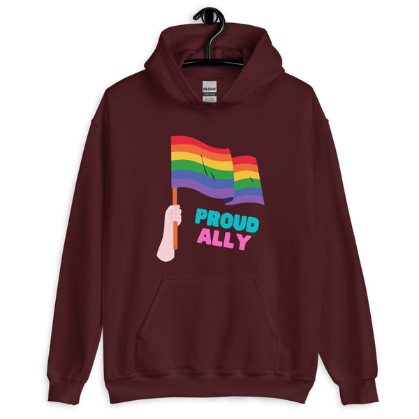 Maroon Proud Ally Unisex Hoodie by Queer In The World Originals sold by Queer In The World: The Shop - LGBT Merch Fashion