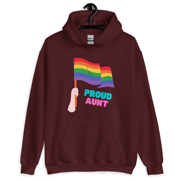 Maroon Proud Aunt Unisex Hoodie by Queer In The World Originals sold by Queer In The World: The Shop - LGBT Merch Fashion