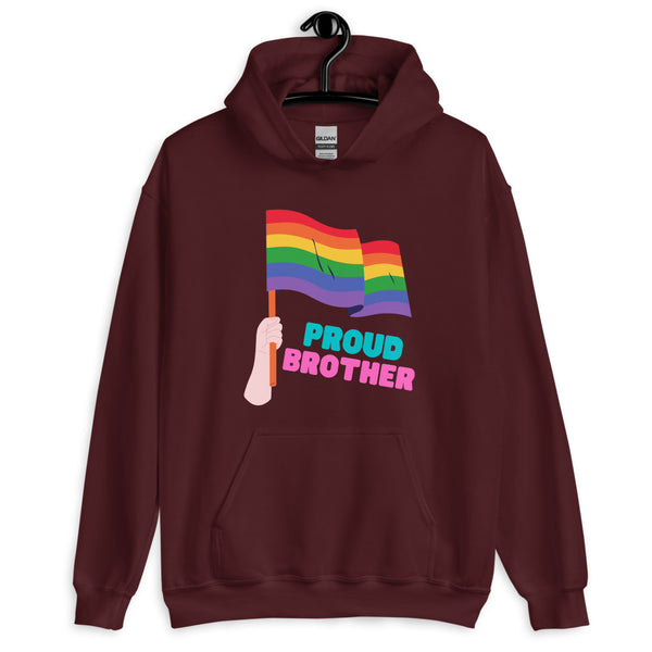 Maroon Proud Brother Unisex Hoodie by Queer In The World Originals sold by Queer In The World: The Shop - LGBT Merch Fashion