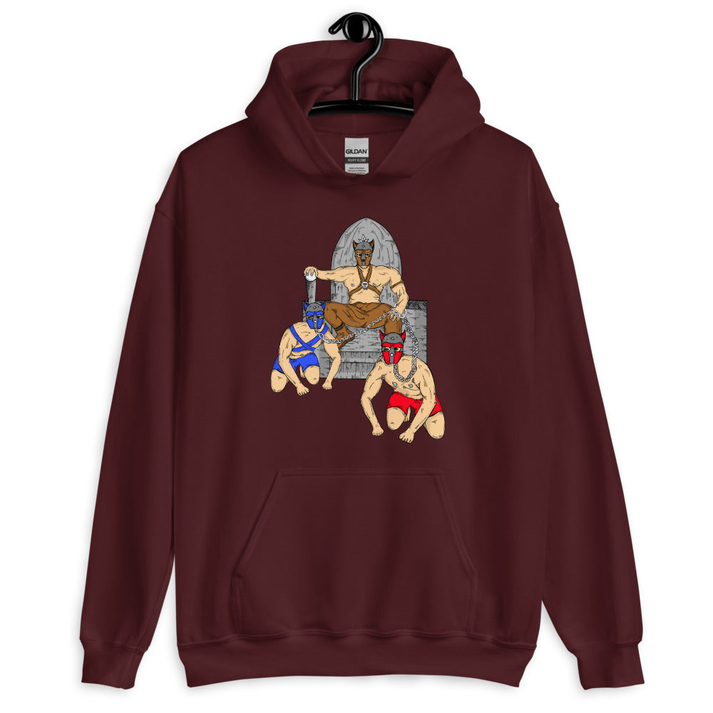 Maroon Pup Play Unisex Hoodie by Queer In The World Originals sold by Queer In The World: The Shop - LGBT Merch Fashion