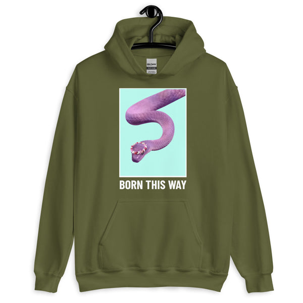 Military Green Born This Way Unisex Hoodie by Queer In The World Originals sold by Queer In The World: The Shop - LGBT Merch Fashion