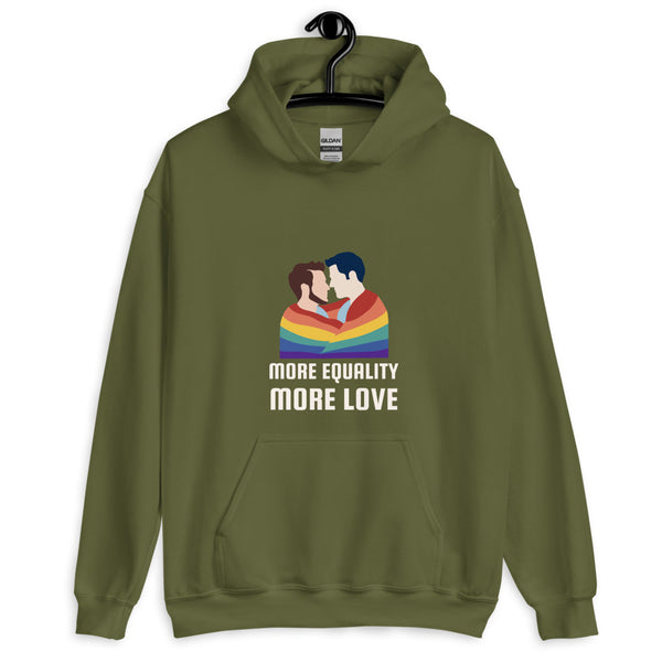 Military Green More Equality More Love Unisex Hoodie by Queer In The World Originals sold by Queer In The World: The Shop - LGBT Merch Fashion