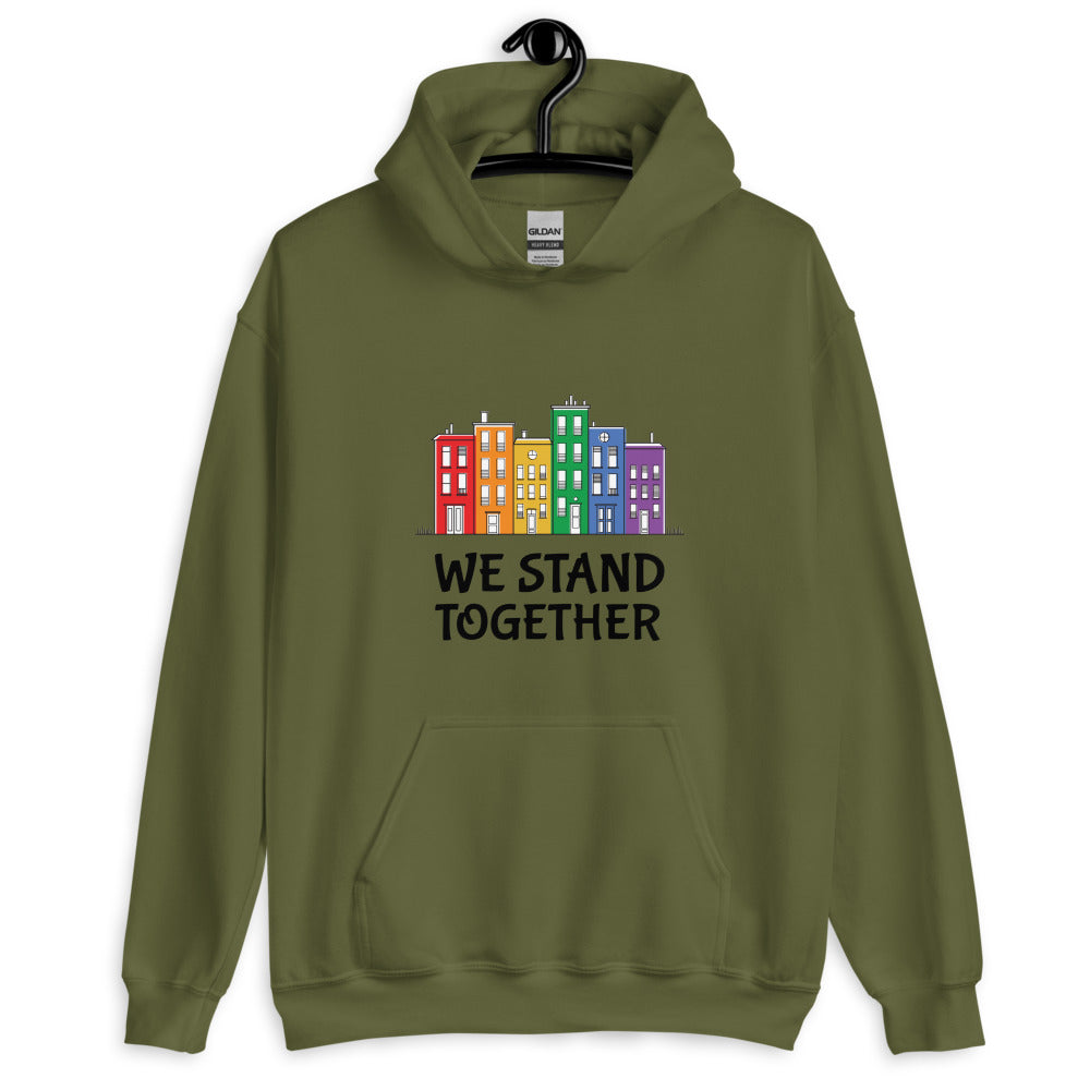 Military Green We Stand Together Unisex Hoodie by Queer In The World Originals sold by Queer In The World: The Shop - LGBT Merch Fashion