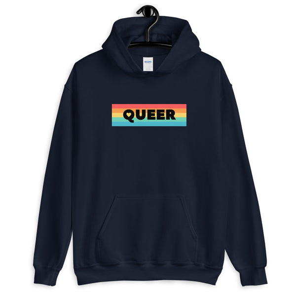 Navy Queer Unisex Hoodie by Queer In The World Originals sold by Queer In The World: The Shop - LGBT Merch Fashion