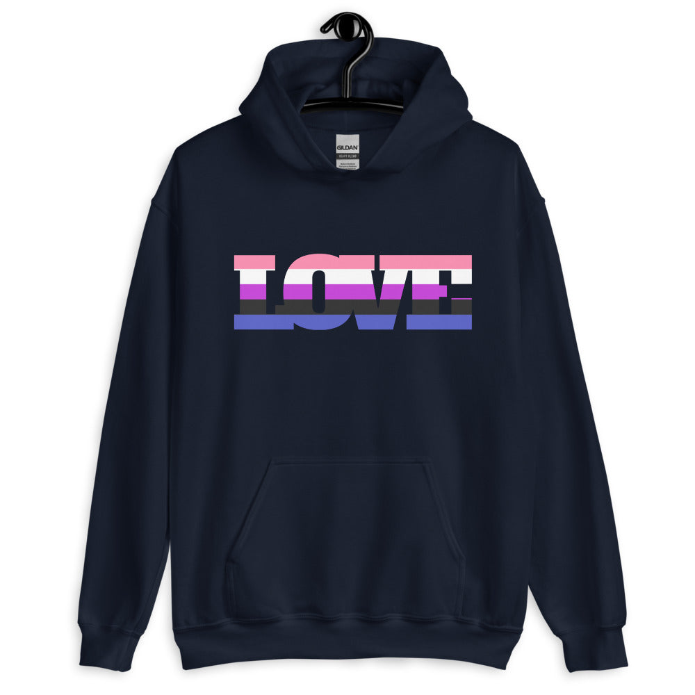 Navy Genderfluid Love Unisex Hoodie by Printful sold by Queer In The World: The Shop - LGBT Merch Fashion
