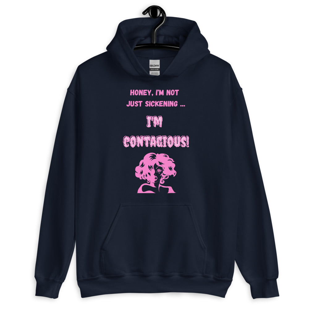 Navy I'm Contagious Unisex Hoodie by Queer In The World Originals sold by Queer In The World: The Shop - LGBT Merch Fashion