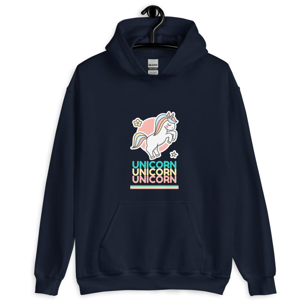 Navy Unicorn Unicorn Unicorn Unisex Hoodie by Queer In The World Originals sold by Queer In The World: The Shop - LGBT Merch Fashion