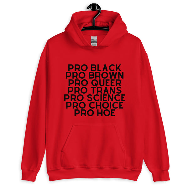 Red Pro Hoe (Black Text) Unisex Hoodie by Queer In The World Originals sold by Queer In The World: The Shop - LGBT Merch Fashion