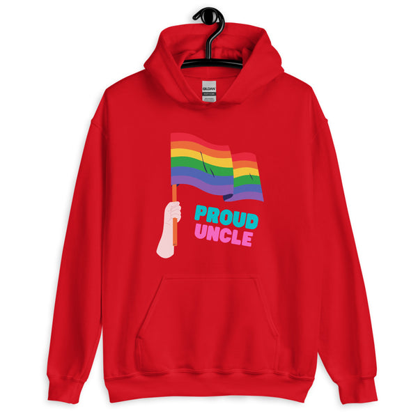 Red Proud Uncle Unisex Hoodie by Queer In The World Originals sold by Queer In The World: The Shop - LGBT Merch Fashion