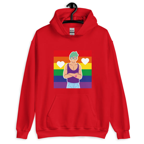Red Queer Love Unisex Hoodie by Queer In The World Originals sold by Queer In The World: The Shop - LGBT Merch Fashion