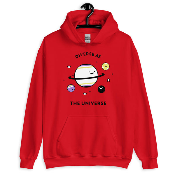 Red Diverse As the Universe Unisex Hoodie by Queer In The World Originals sold by Queer In The World: The Shop - LGBT Merch Fashion