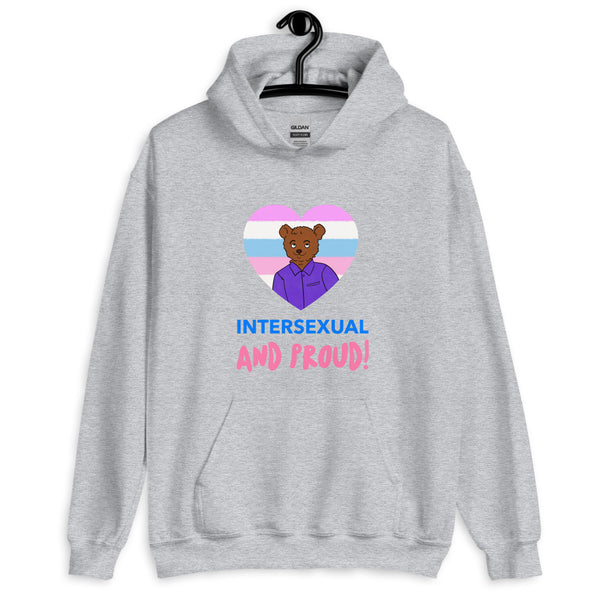 Sport Grey Intersexual And Proud Unisex Hoodie by Queer In The World Originals sold by Queer In The World: The Shop - LGBT Merch Fashion
