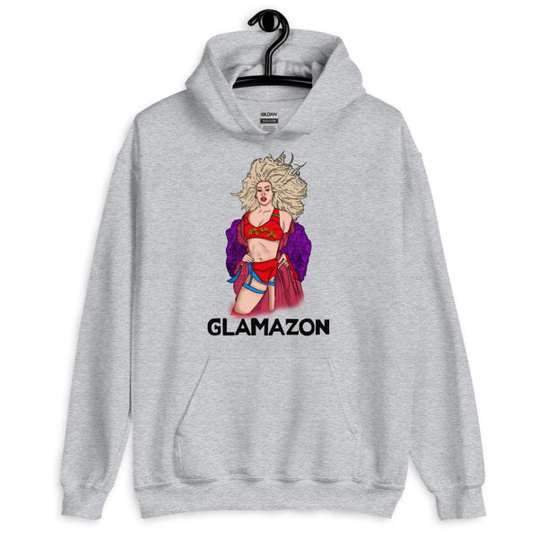 Sport Grey Glamazon Unisex Hoodie by Queer In The World Originals sold by Queer In The World: The Shop - LGBT Merch Fashion