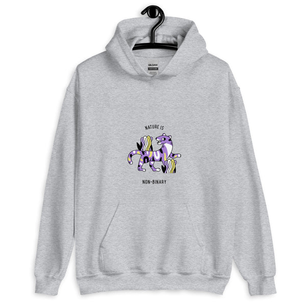 Sport Grey Nature Is Non-Binary Unisex Hoodie by Queer In The World Originals sold by Queer In The World: The Shop - LGBT Merch Fashion