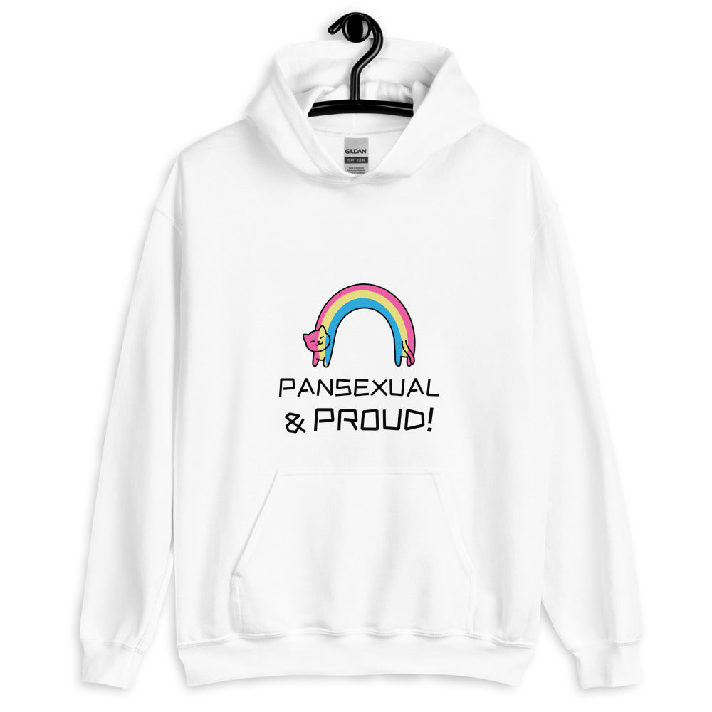 White Pansexual & Proud Unisex Hoodie by Printful sold by Queer In The World: The Shop - LGBT Merch Fashion