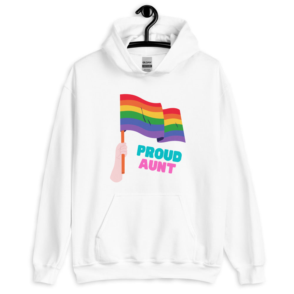 White Proud Aunt Unisex Hoodie by Queer In The World Originals sold by Queer In The World: The Shop - LGBT Merch Fashion