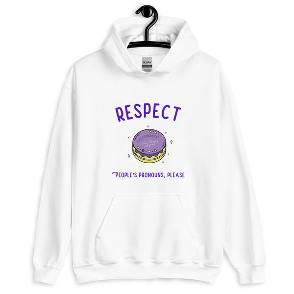 White Respect People's Pronouns Please Unisex Hoodie by Queer In The World Originals sold by Queer In The World: The Shop - LGBT Merch Fashion