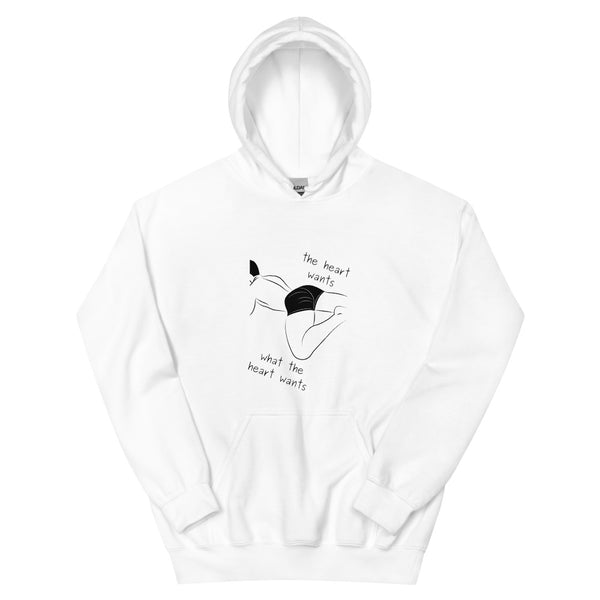 White The Heart Wants What The Heart Wants Unisex Hoodie by Queer In The World Originals sold by Queer In The World: The Shop - LGBT Merch Fashion