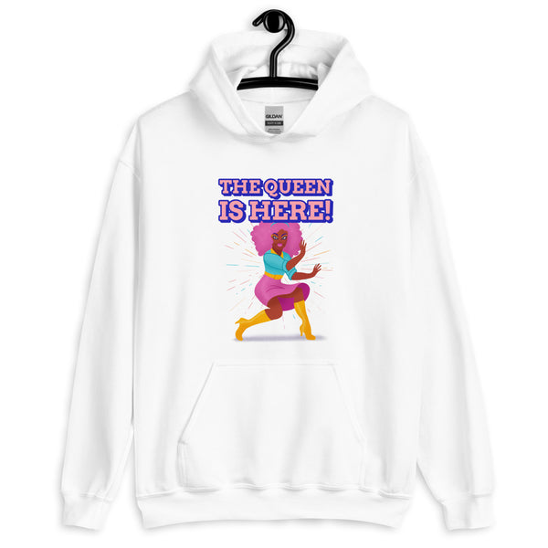 White The Queen Is Here Unisex Hoodie by Queer In The World Originals sold by Queer In The World: The Shop - LGBT Merch Fashion