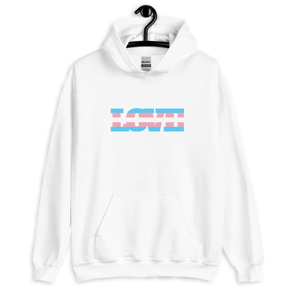 White Transgender Love Unisex Hoodie by Queer In The World Originals sold by Queer In The World: The Shop - LGBT Merch Fashion