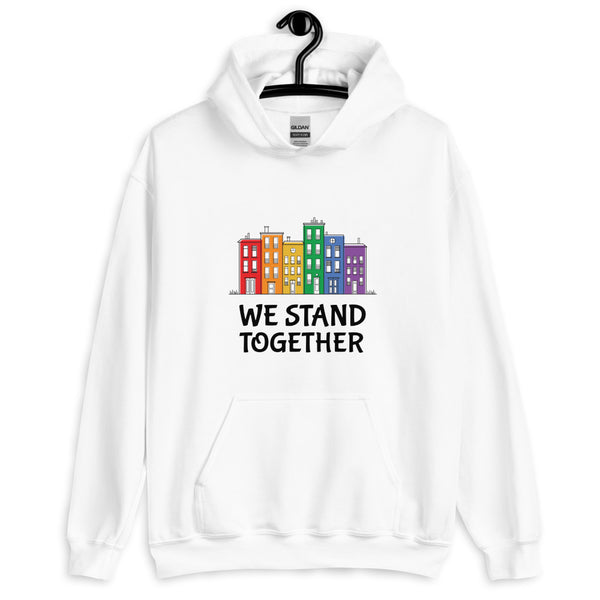 White We Stand Together Unisex Hoodie by Queer In The World Originals sold by Queer In The World: The Shop - LGBT Merch Fashion
