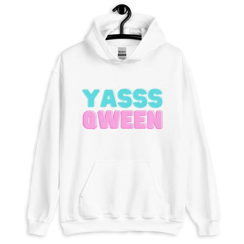 White Yasss Qween Unisex Hoodie by Queer In The World Originals sold by Queer In The World: The Shop - LGBT Merch Fashion