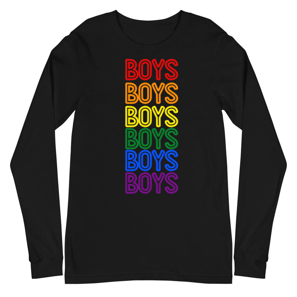 Black Boys Boys Boys Unisex Long Sleeve T-Shirt by Queer In The World Originals sold by Queer In The World: The Shop - LGBT Merch Fashion