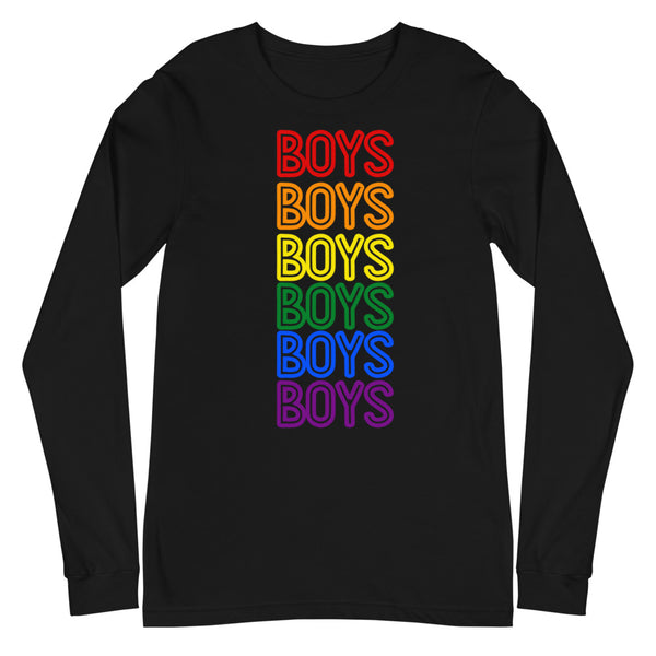Black Boys Boys Boys Unisex Long Sleeve T-Shirt by Queer In The World Originals sold by Queer In The World: The Shop - LGBT Merch Fashion