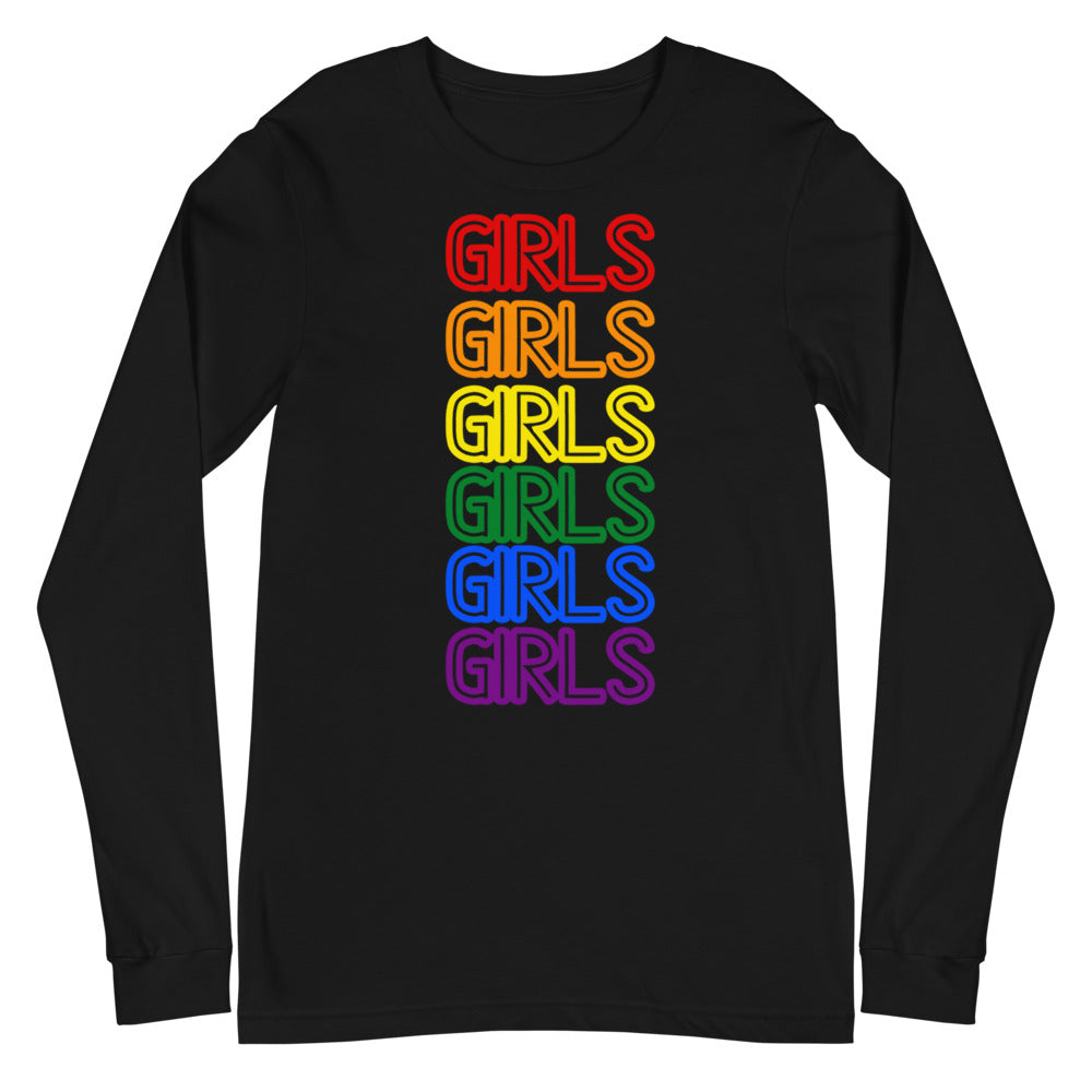 Black Girls Girls Girls Unisex Long Sleeve T-Shirt by Printful sold by Queer In The World: The Shop - LGBT Merch Fashion