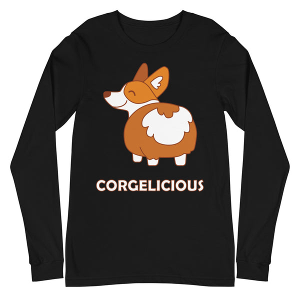 Black Corgelicious Unisex Long Sleeve T-Shirt by Queer In The World Originals sold by Queer In The World: The Shop - LGBT Merch Fashion