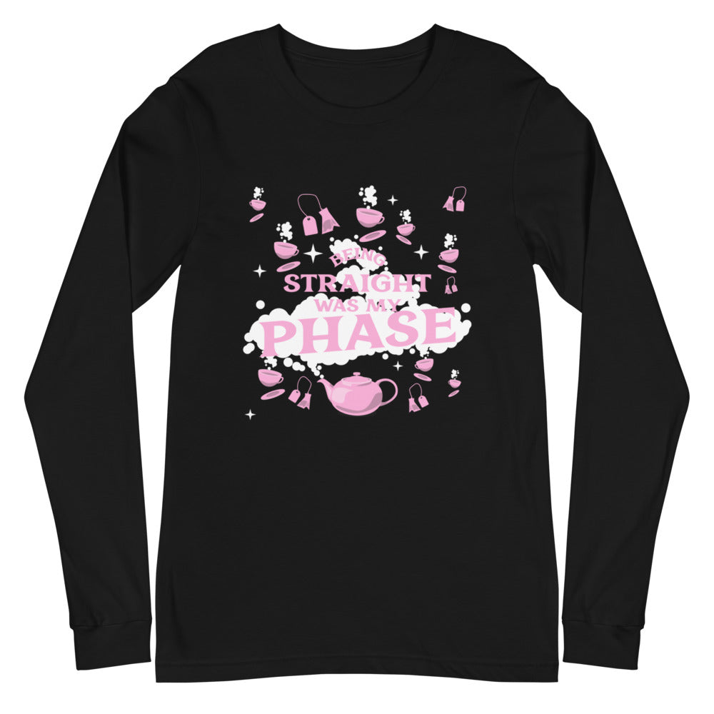 Black Being Straight Was My Phase Unisex Long Sleeve T-Shirt by Printful sold by Queer In The World: The Shop - LGBT Merch Fashion
