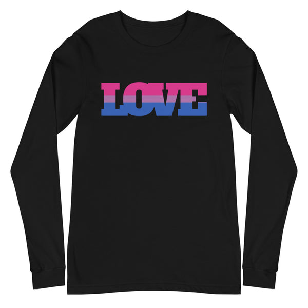 Black Bisexual Love Unisex Long Sleeve T-Shirt by Queer In The World Originals sold by Queer In The World: The Shop - LGBT Merch Fashion