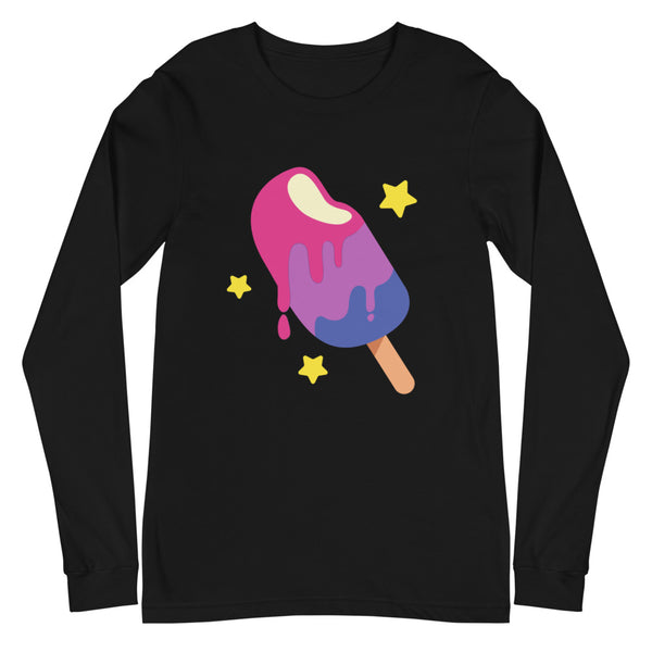 Black Bisexual Popsicle Unisex Long Sleeve T-Shirt by Queer In The World Originals sold by Queer In The World: The Shop - LGBT Merch Fashion