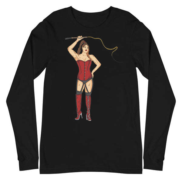 Black Dominatrix Unisex Long Sleeve T-Shirt by Queer In The World Originals sold by Queer In The World: The Shop - LGBT Merch Fashion