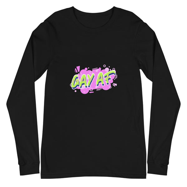 Black Gay AF Unisex Long Sleeve T-Shirt by Queer In The World Originals sold by Queer In The World: The Shop - LGBT Merch Fashion