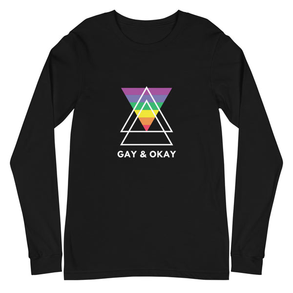 Black Gay & Ok Unisex Long Sleeve T-Shirt by Queer In The World Originals sold by Queer In The World: The Shop - LGBT Merch Fashion