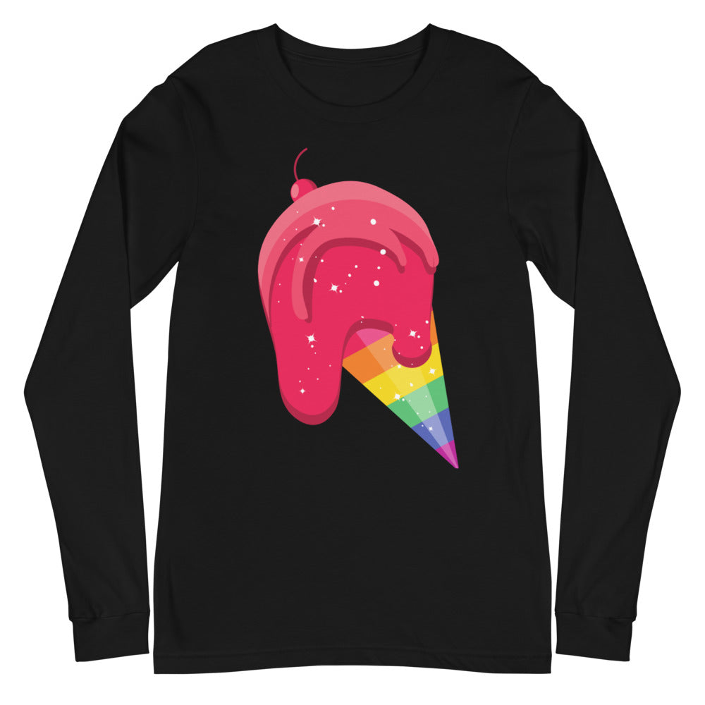 Black Gay Icecream Unisex Long Sleeve T-Shirt by Printful sold by Queer In The World: The Shop - LGBT Merch Fashion