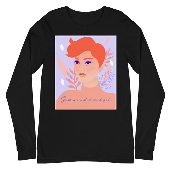 Black Gender Is A Construct Tear It Apart Unisex Long Sleeve T-Shirt by Queer In The World Originals sold by Queer In The World: The Shop - LGBT Merch Fashion