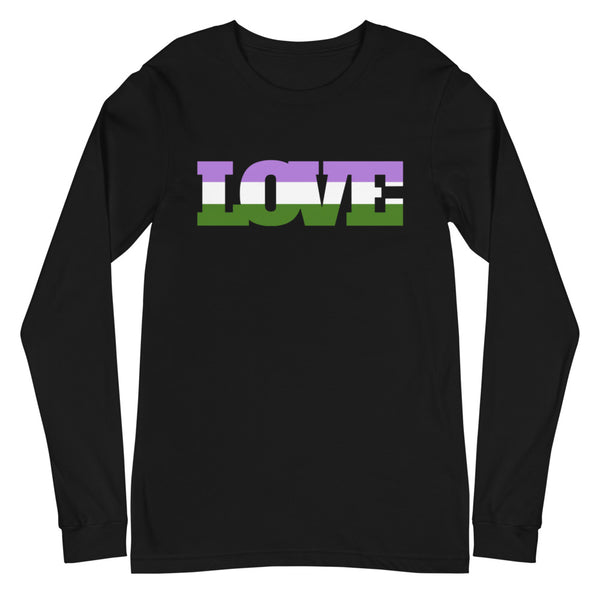 Black Genderqueer Love Unisex Long Sleeve T-Shirt by Queer In The World Originals sold by Queer In The World: The Shop - LGBT Merch Fashion