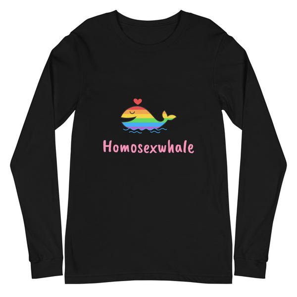 Black Homosexwhale Unisex Long Sleeve T-Shirt by Queer In The World Originals sold by Queer In The World: The Shop - LGBT Merch Fashion